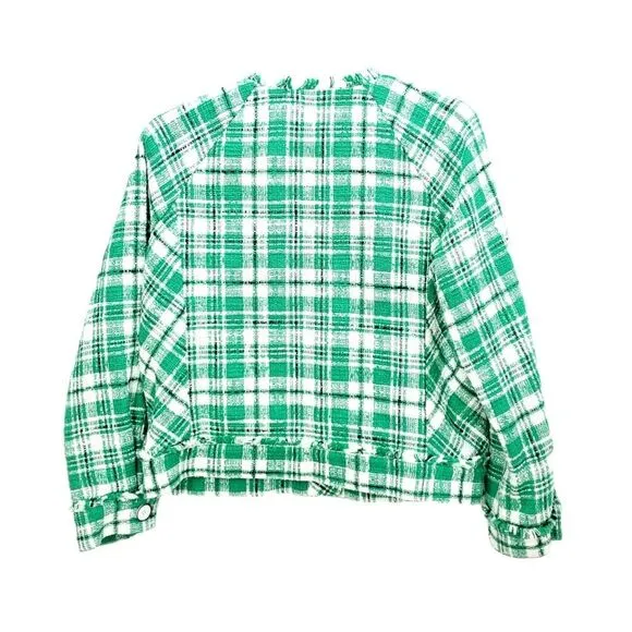 CABI #5653 Boucle Plaid Tweed Blazer Library Academia Lined Jacket