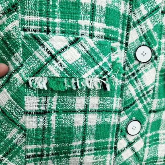 CABI #5653 Boucle Plaid Tweed Blazer Library Academia Lined Jacket
