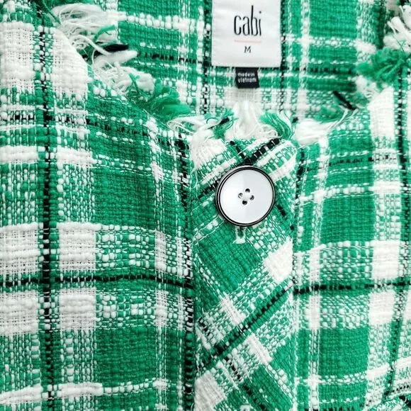 CABI #5653 Boucle Plaid Tweed Blazer Library Academia Lined Jacket