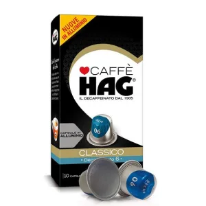 Capsule Caffè Hag Decaffeinato Classico Compatibili Nespresso 10 pz.