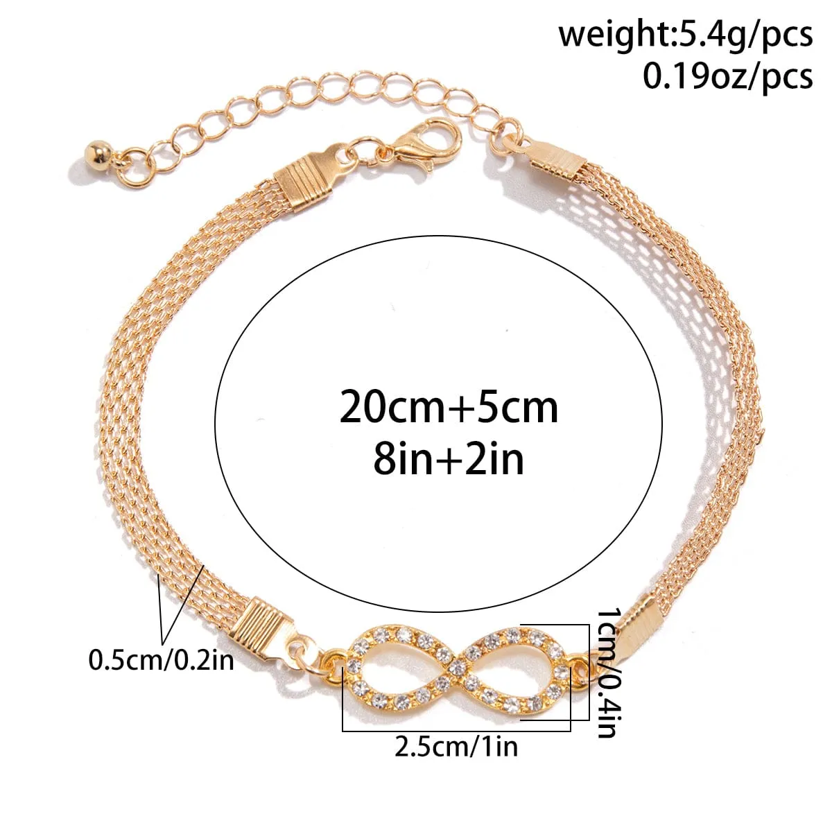 Casual Rhinstone Inlaid Infinity Anklet