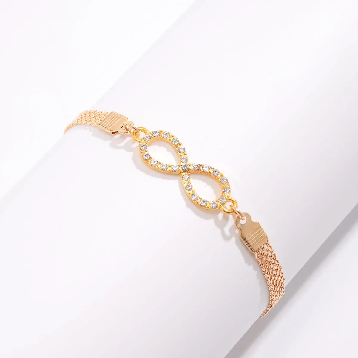 Casual Rhinstone Inlaid Infinity Anklet