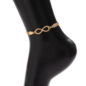 Casual Rhinstone Inlaid Infinity Anklet