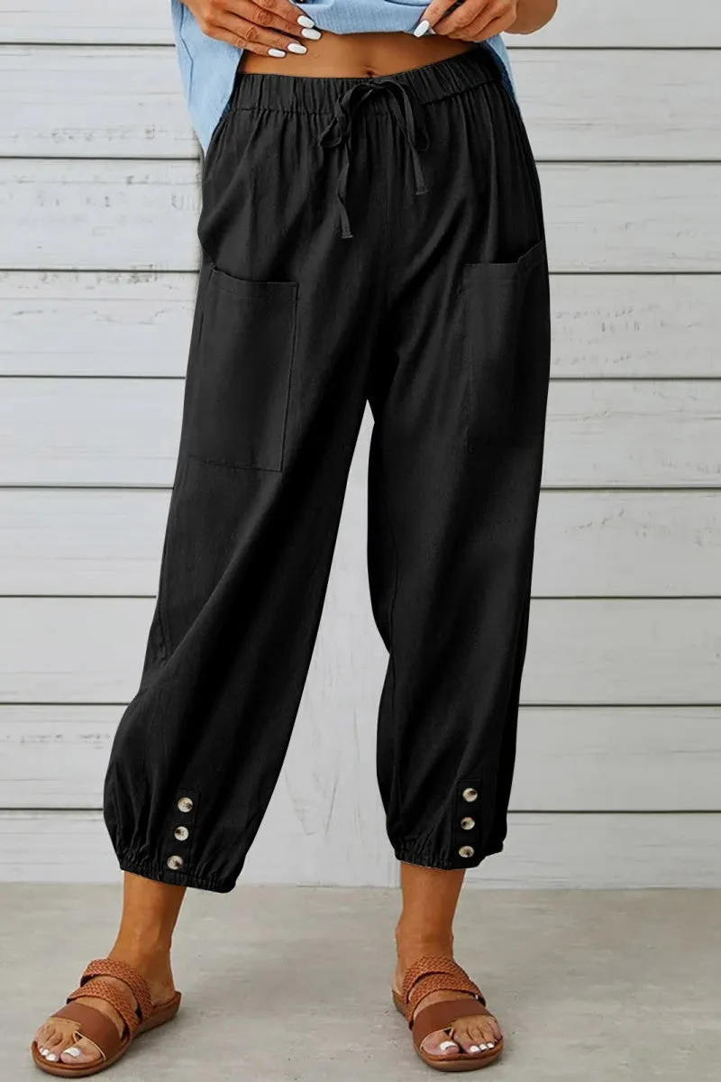 Casual Solid Patchwork Regular High Waist Conventional Solid Color Trousers(10 Colors)
