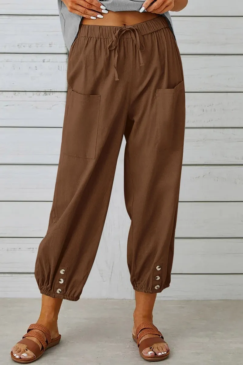 Casual Solid Patchwork Regular High Waist Conventional Solid Color Trousers(10 Colors)