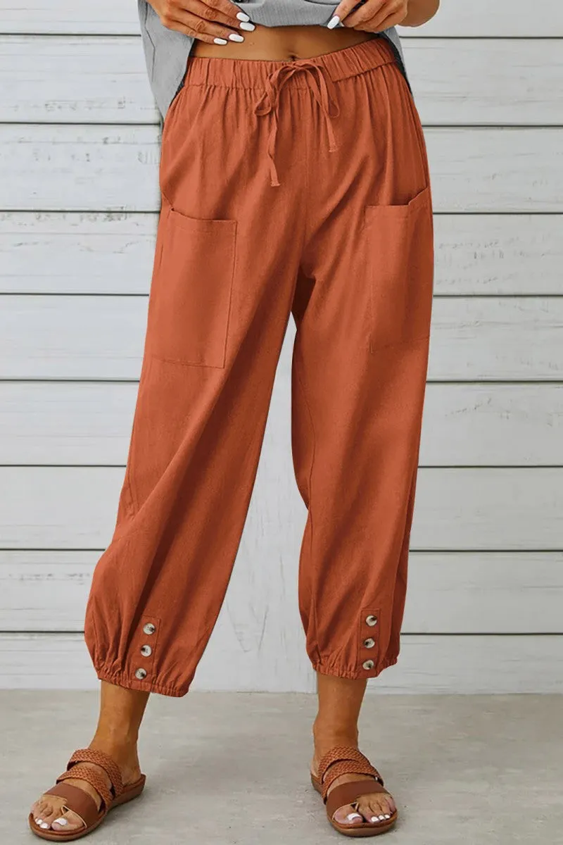 Casual Solid Patchwork Regular High Waist Conventional Solid Color Trousers(10 Colors)