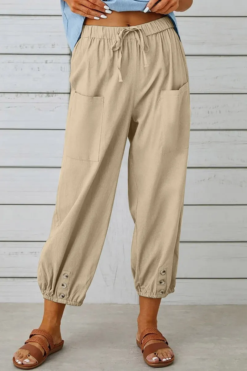 Casual Solid Patchwork Regular High Waist Conventional Solid Color Trousers(10 Colors)