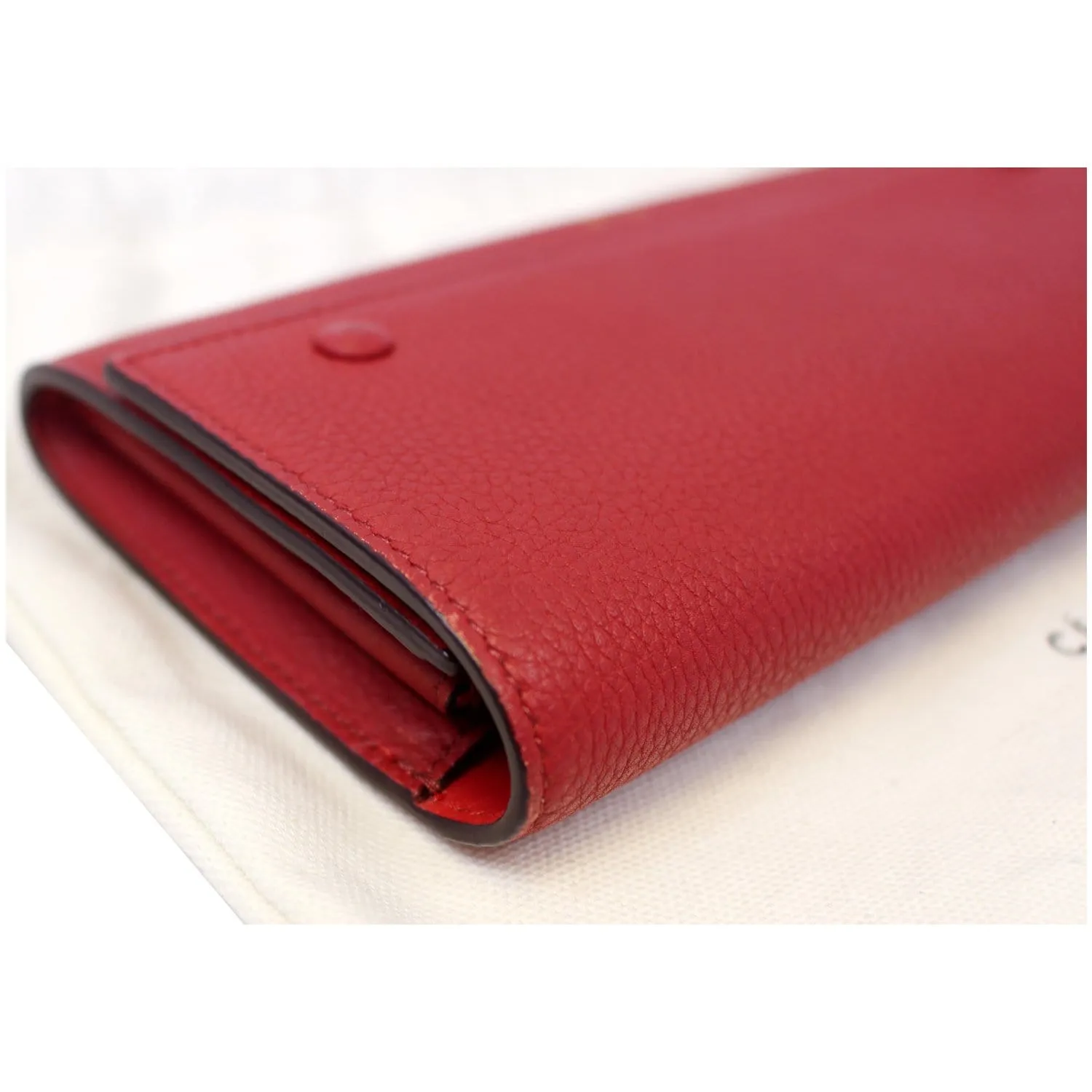 CELINE Large Flap Multifunction Leather Wallet Red