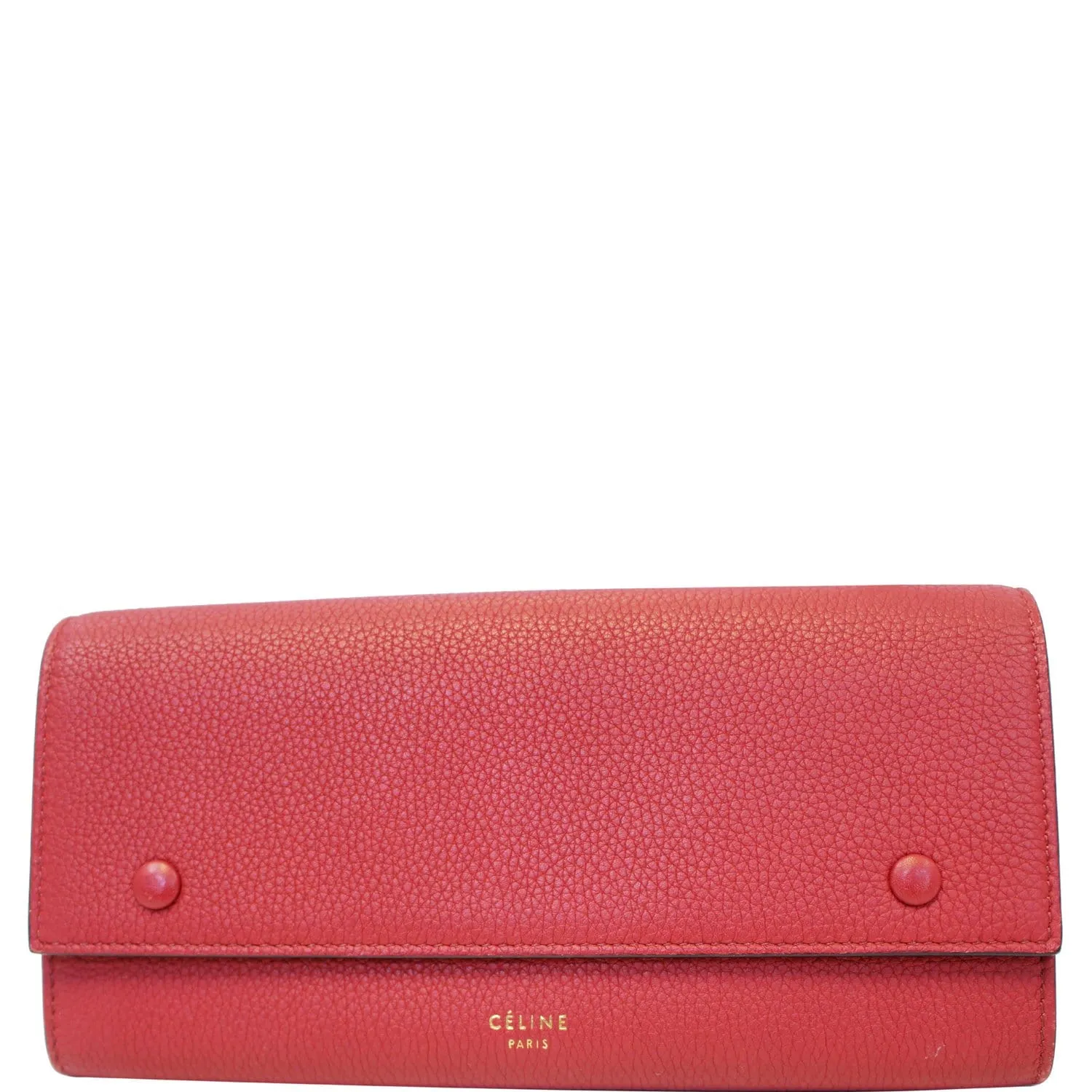 CELINE Large Flap Multifunction Leather Wallet Red
