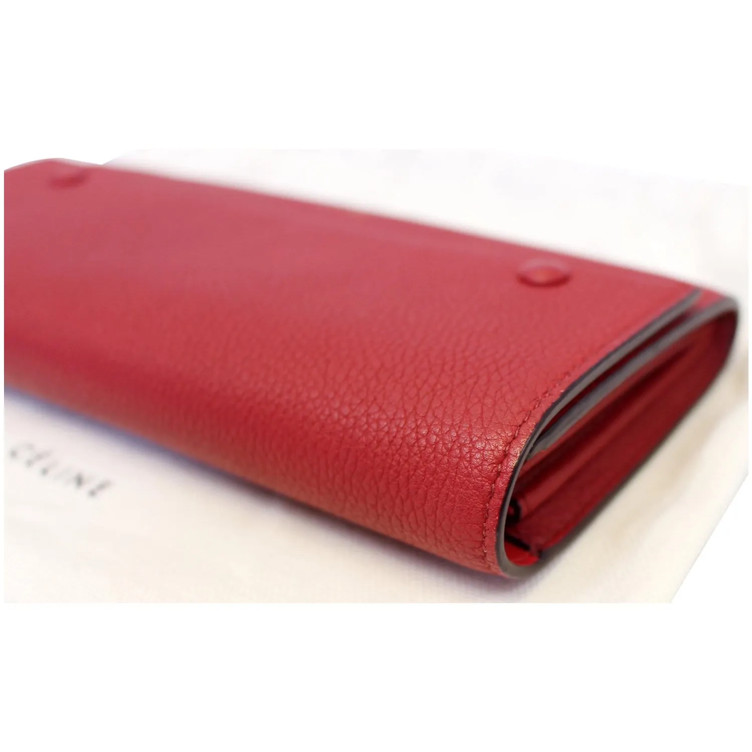 CELINE Large Flap Multifunction Leather Wallet Red