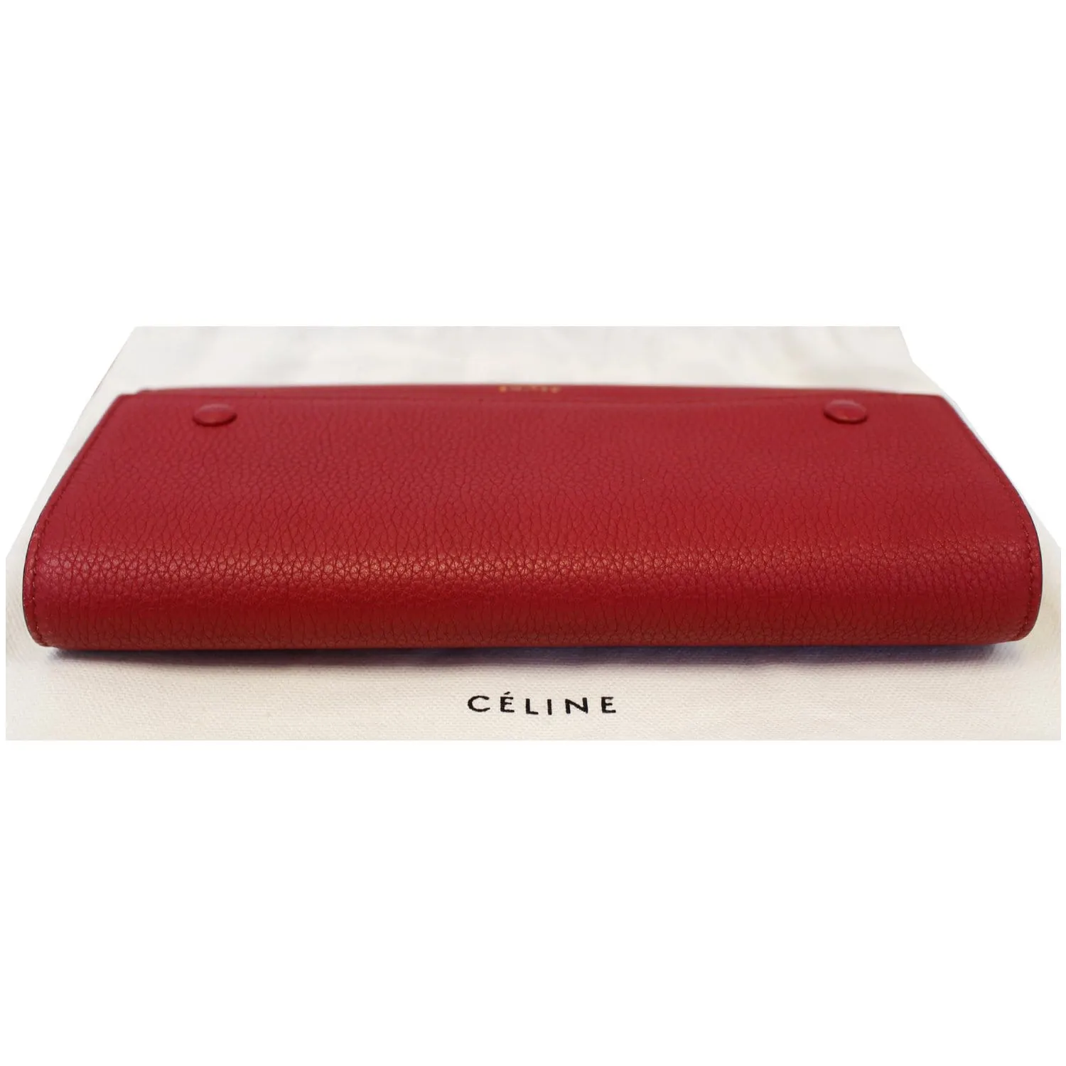 CELINE Large Flap Multifunction Leather Wallet Red