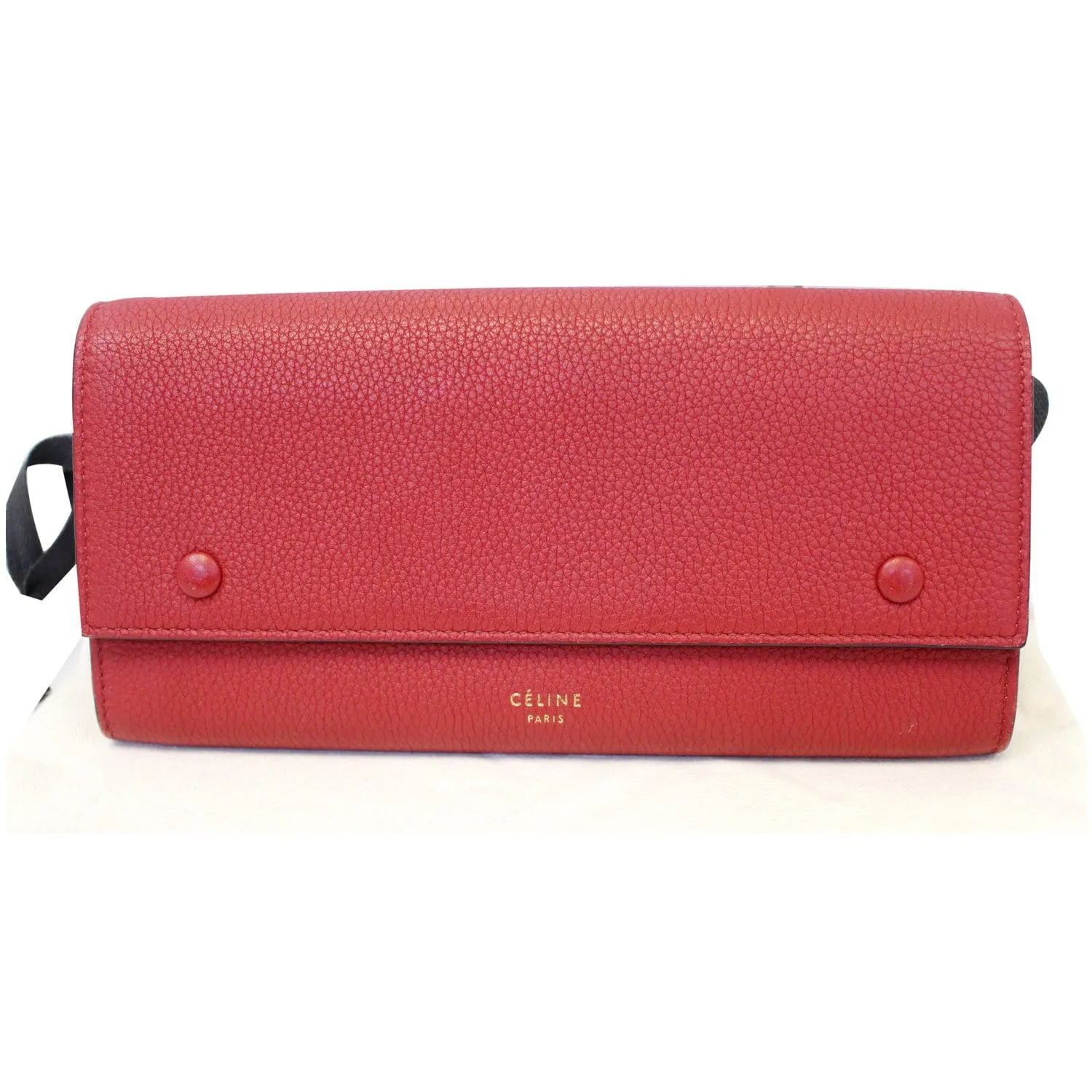 CELINE Large Flap Multifunction Leather Wallet Red