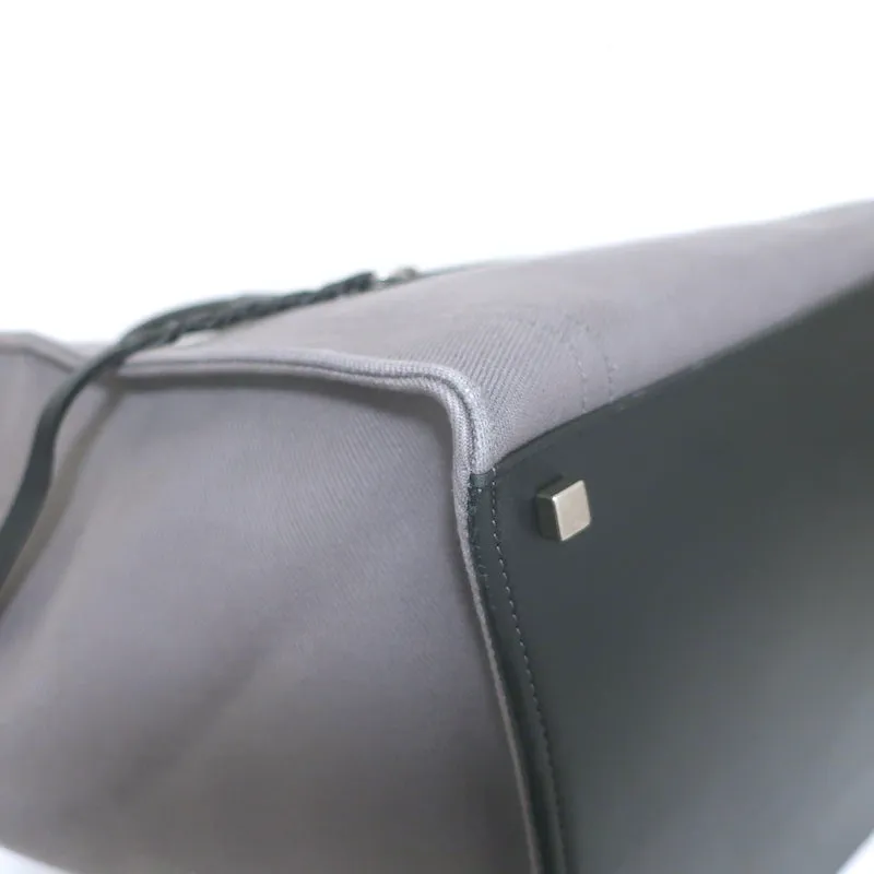 Celine Medium Phantom Luggage Tote Gray Cotton Canvas & Black Leather