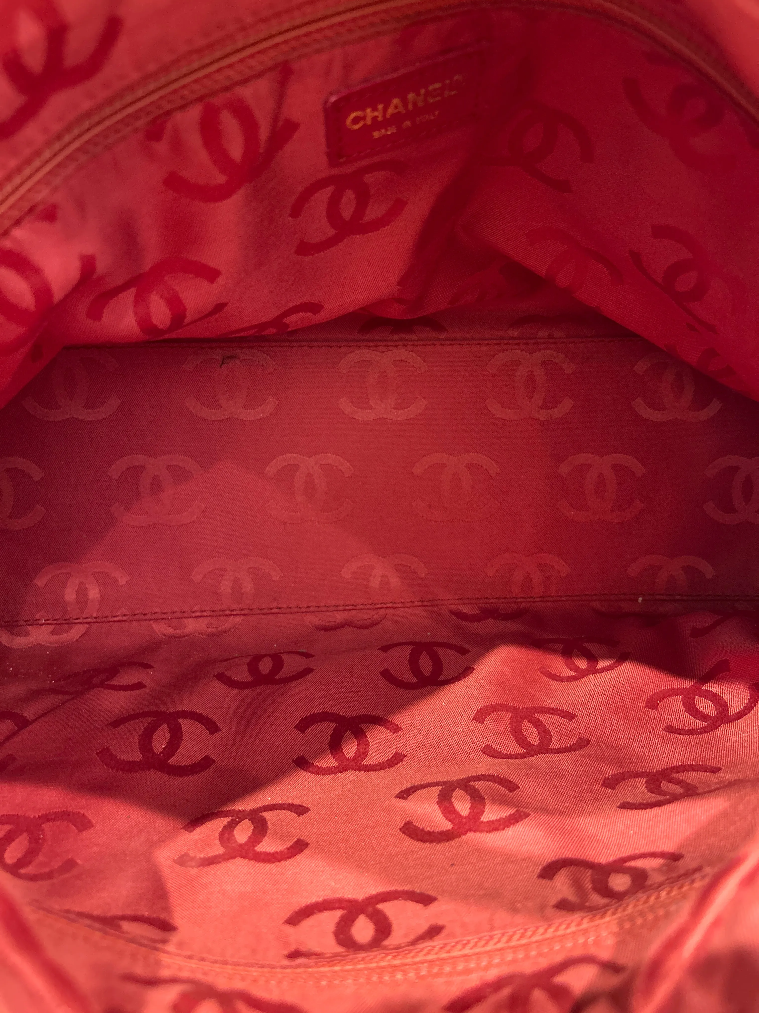 Chanel Bag, Red Caviar CC Wood Chain Hobo Shoulder Bag