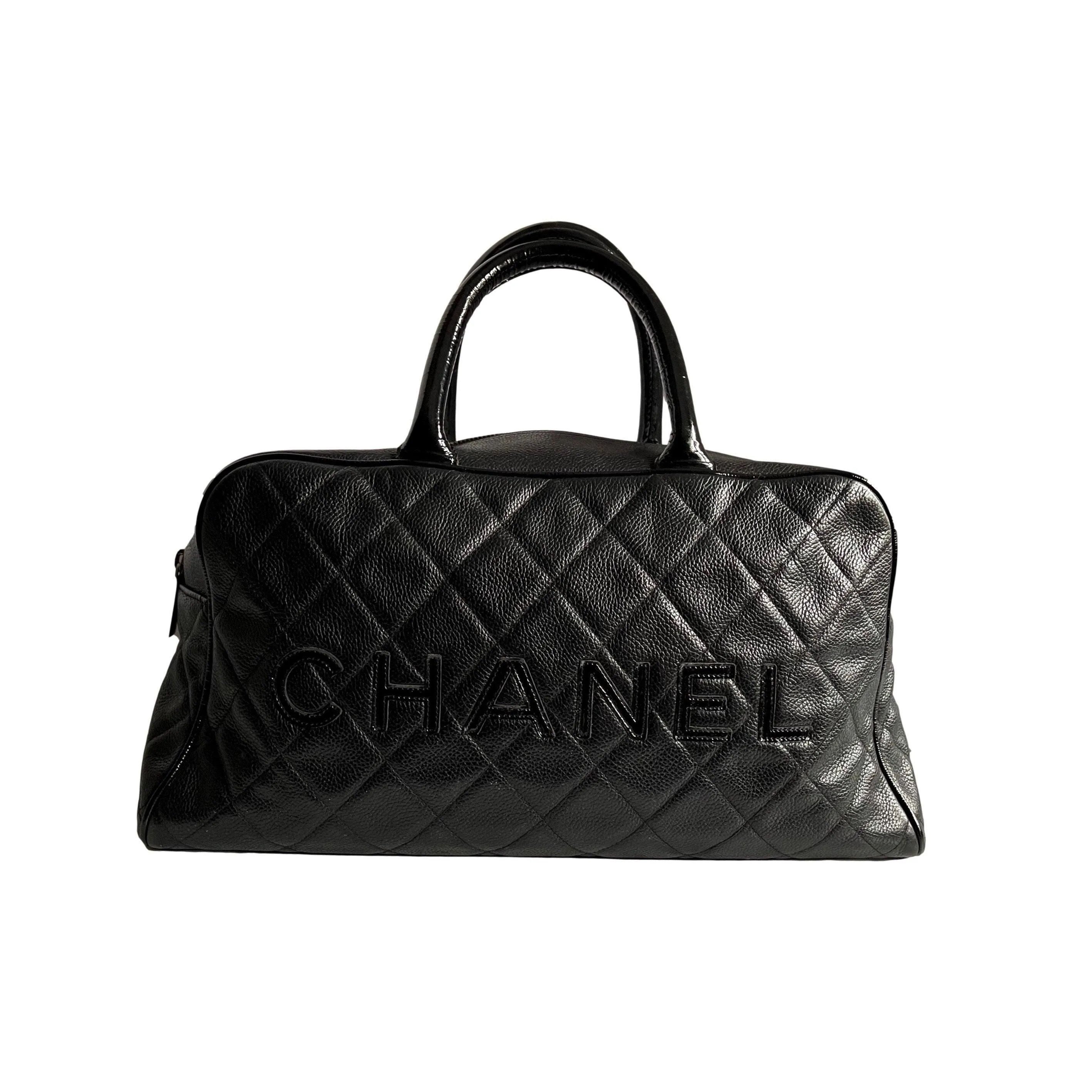 Chanel Black Caviar Leather Boston Bag
