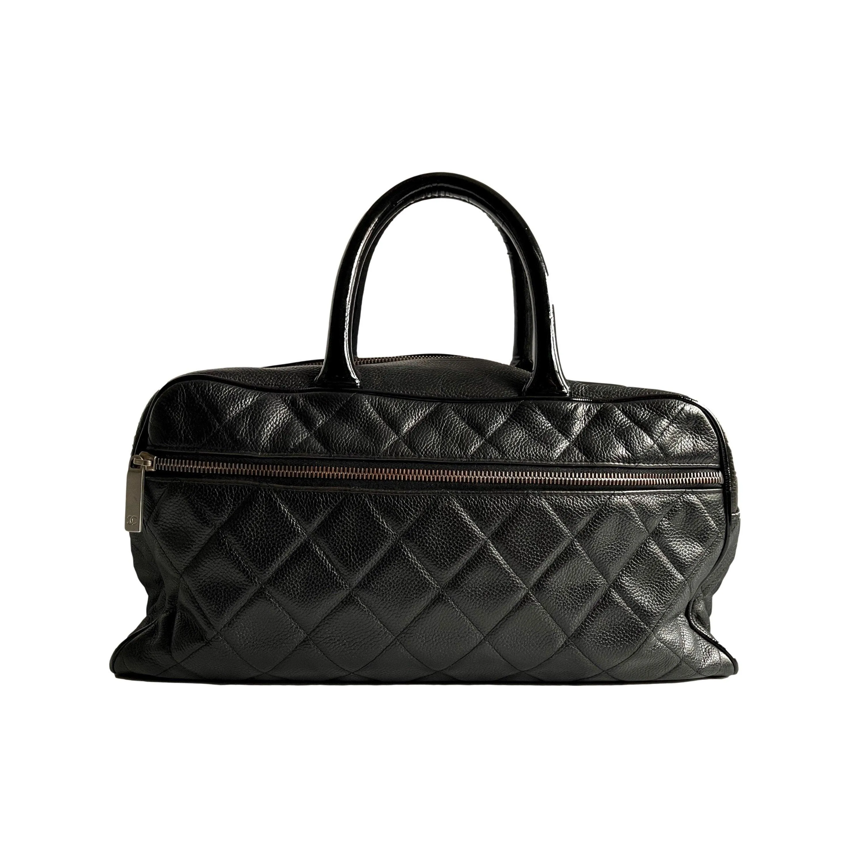 Chanel Black Caviar Leather Boston Bag