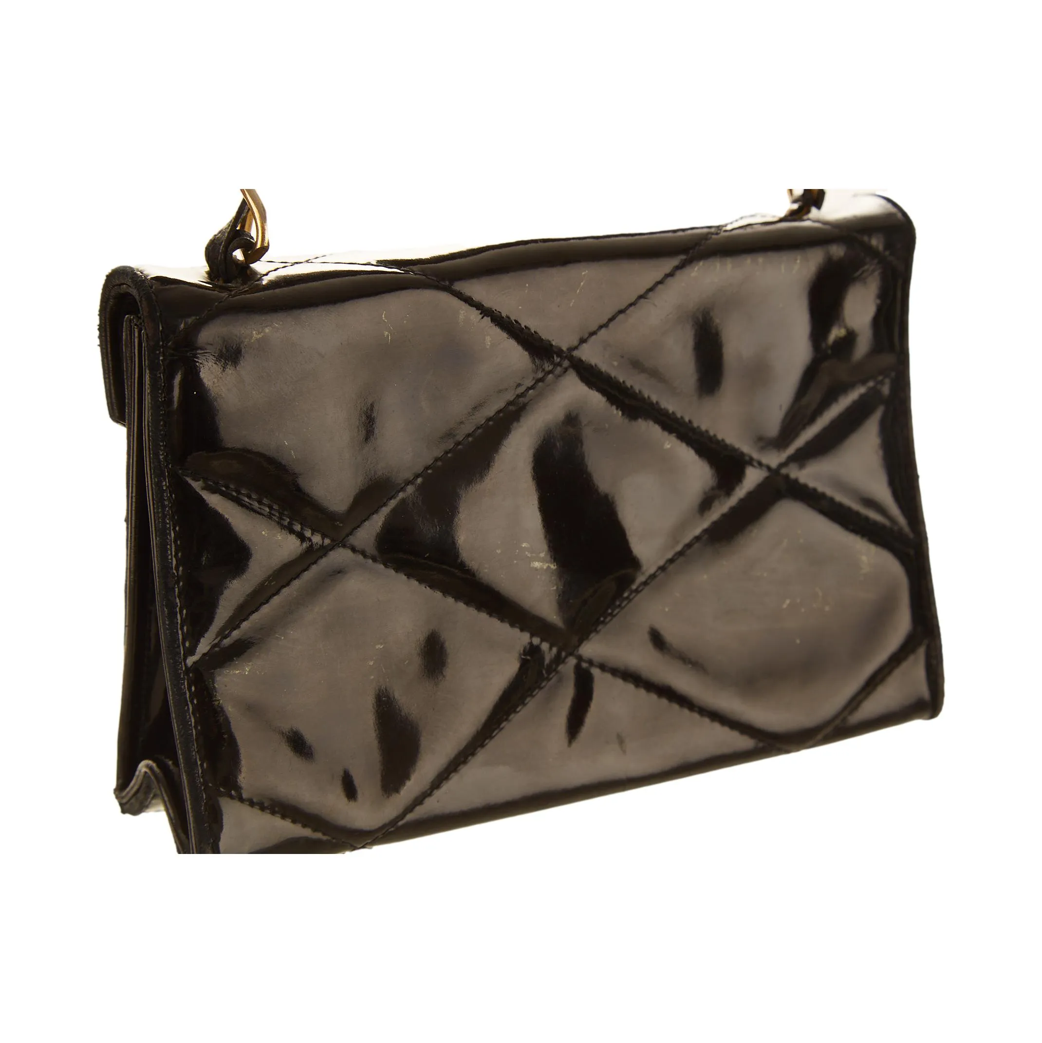 Chanel Black Patent Mini Top Handle Bag