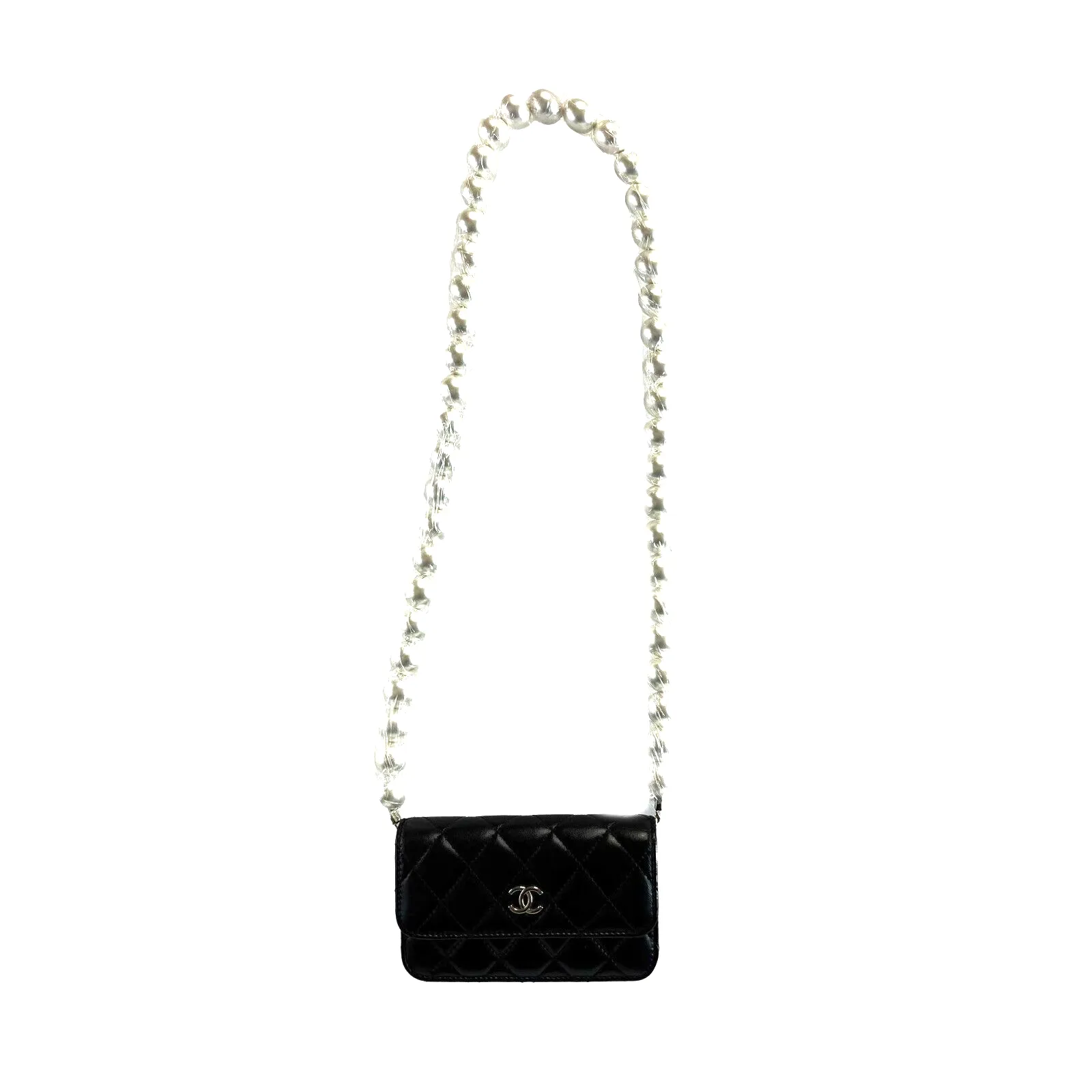 Chanel NEW Wallet on Chain Mini Black Giant Pearls Clutch Black Crossbody