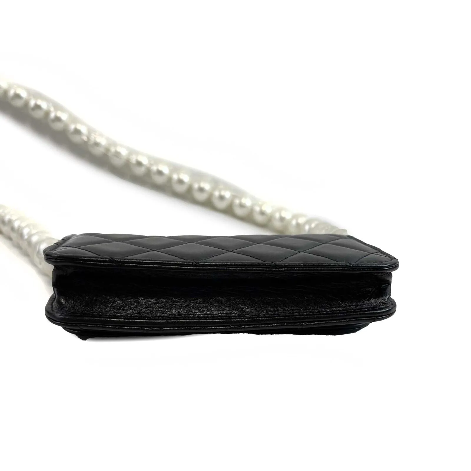 Chanel NEW Wallet on Chain Mini Black Giant Pearls Clutch Black Crossbody
