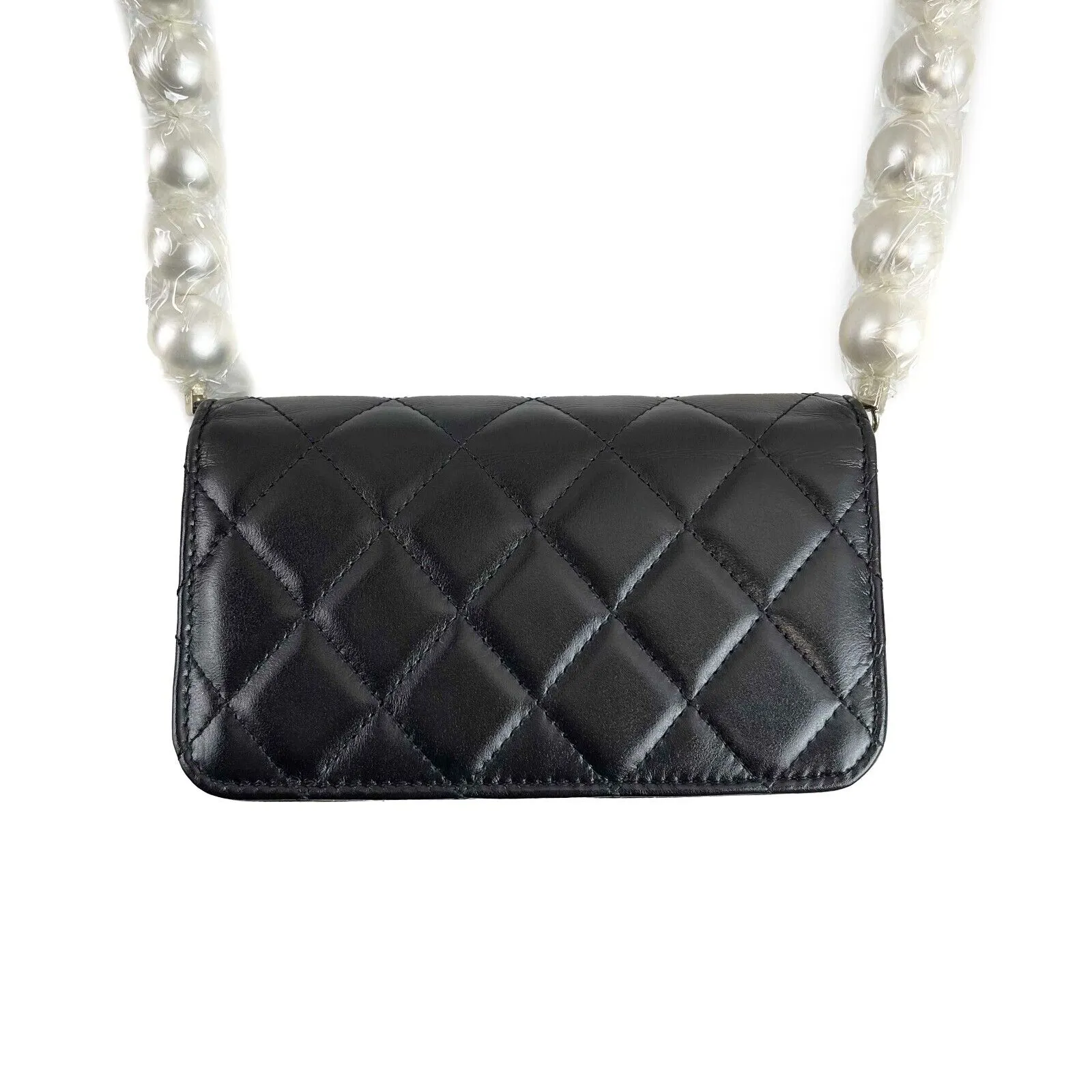 Chanel NEW Wallet on Chain Mini Black Giant Pearls Clutch Black Crossbody