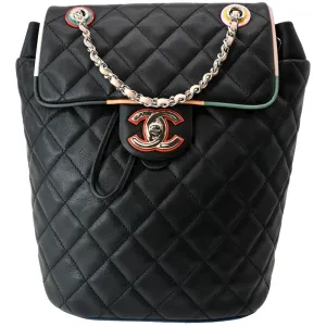 CHANEL Small Urban Spirit Quilted Lambskin Backpack Bag Black