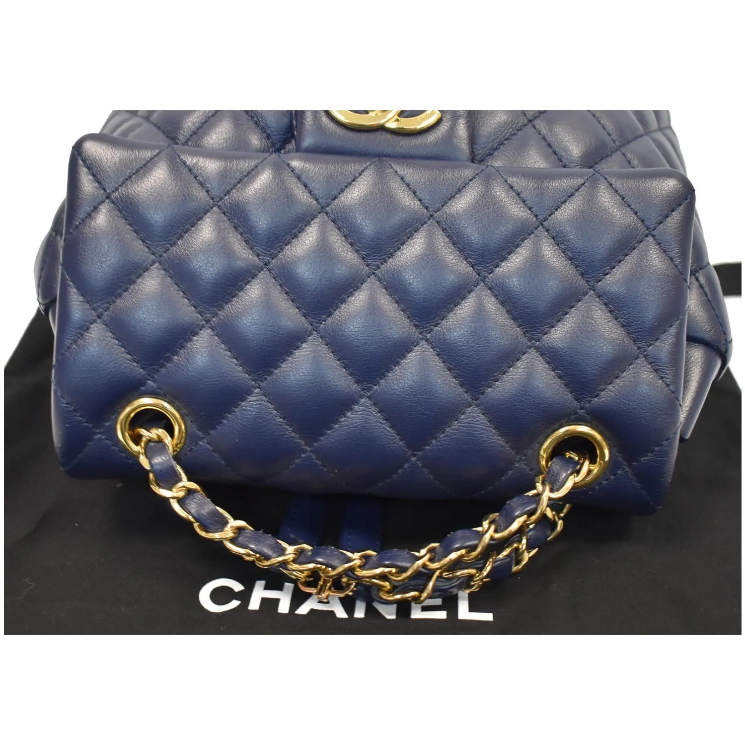 CHANEL Small Urban Spirit Quilted Lambskin Backpack Bag Navy