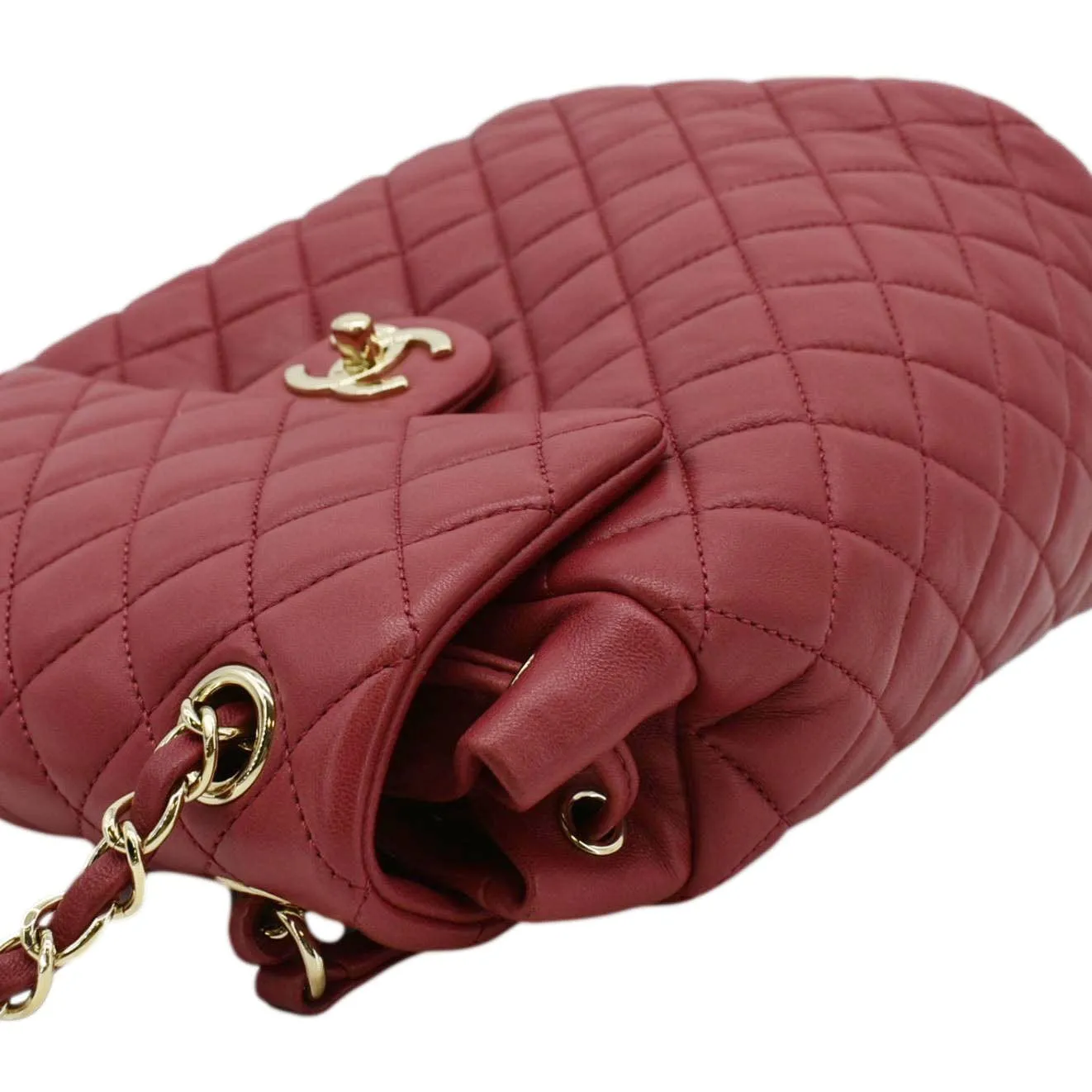 CHANEL Urban Spirit Quilted Leather Backpack Bag Red