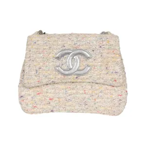 Chanel White Tweed Top Handle Bag