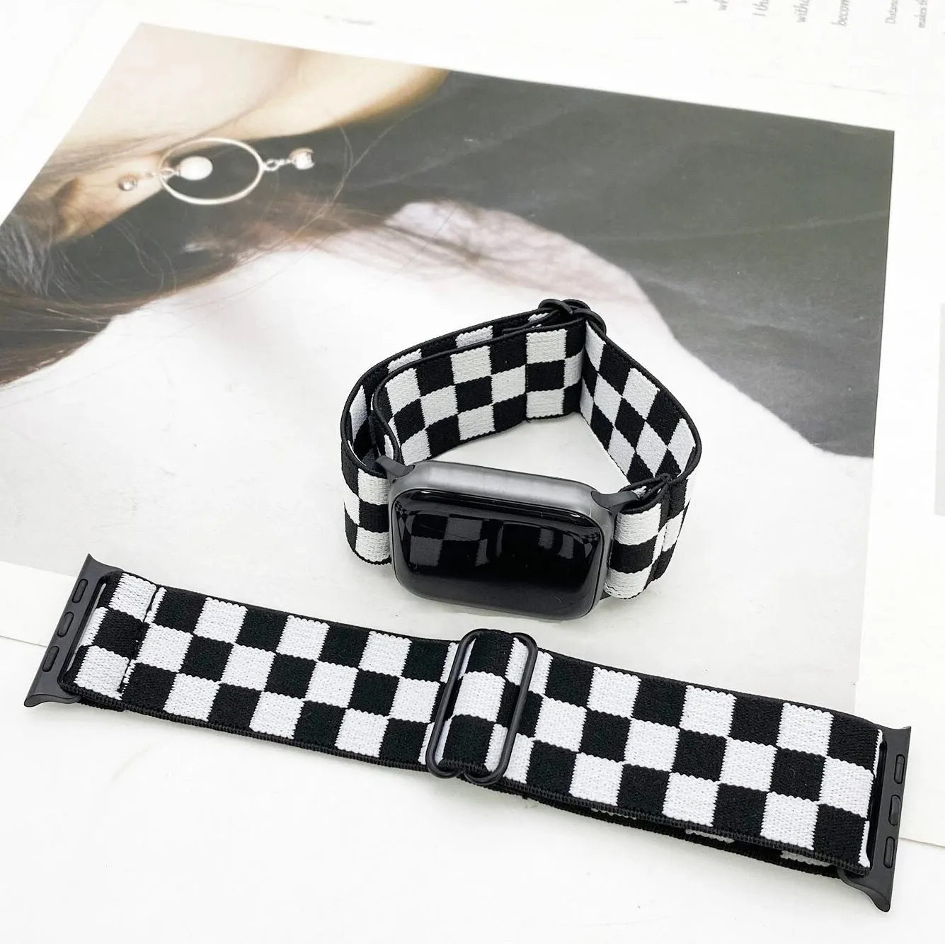 Checkered Elastic Watchband