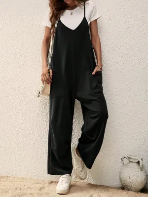 Cherry Vibes Mono Negro para Mujer con Tirantes y Bolsillos