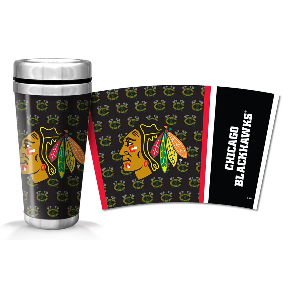 Chicago Blackhawks Travel Mug | Wallpaper Full Wrap 16 oz.