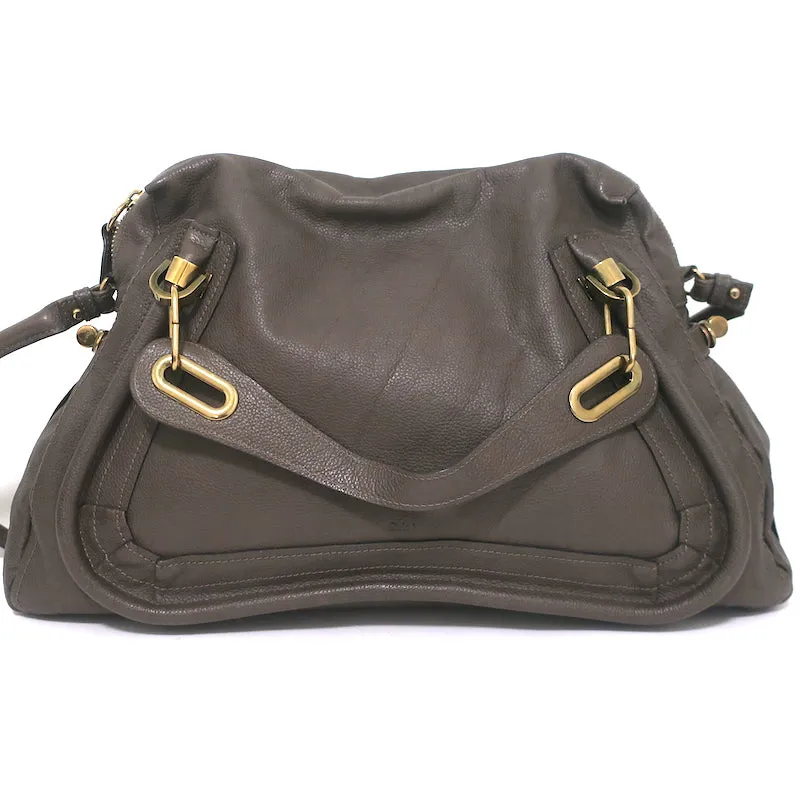 Chloe Large Paraty Shoulder Bag Dark Brown Leather