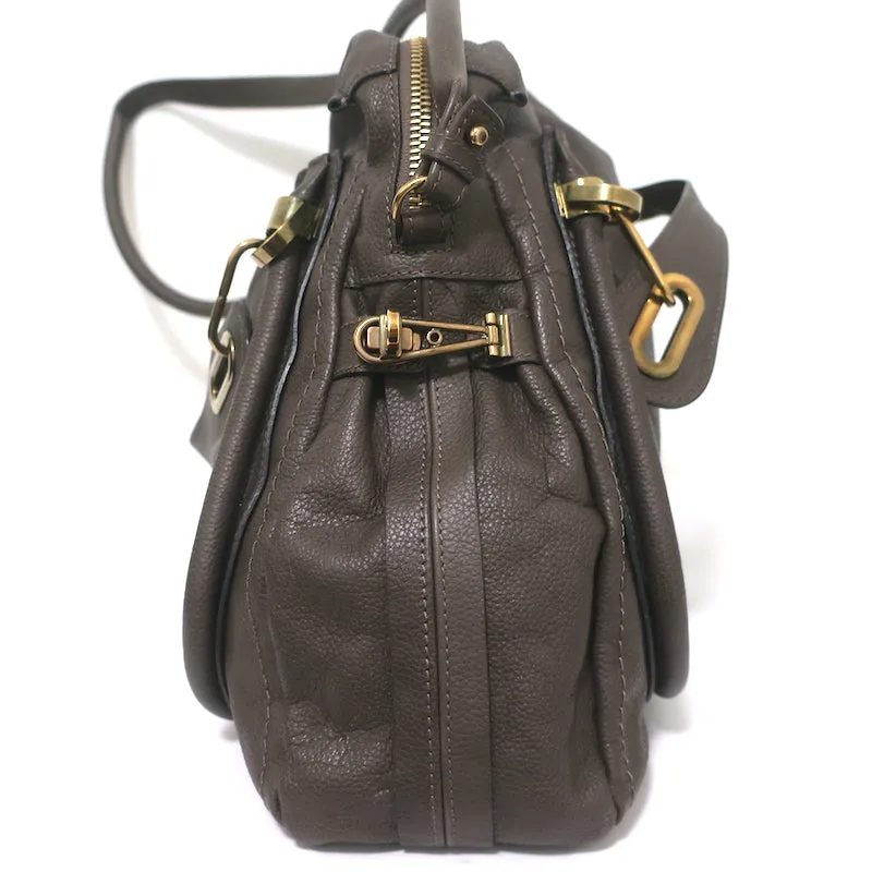 Chloe Large Paraty Shoulder Bag Dark Brown Leather