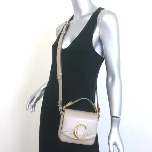 Chloe Mini C Crossbody Bag Taupe Leather & Suede NEW