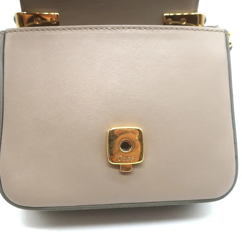 Chloe Mini C Crossbody Bag Taupe Leather & Suede NEW