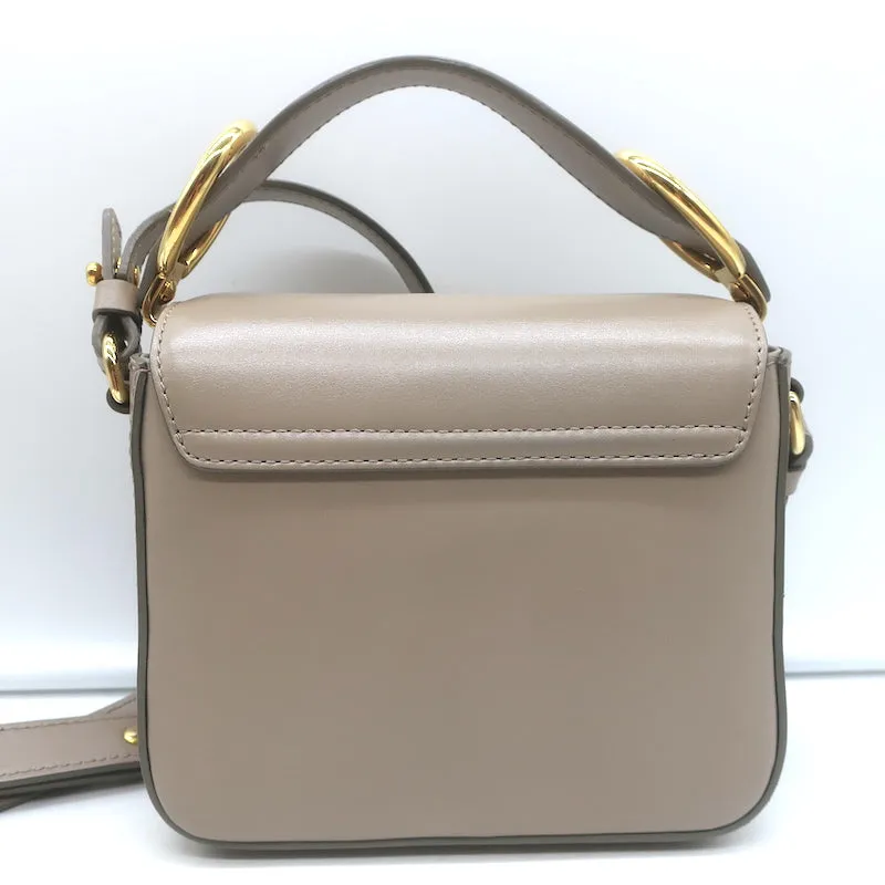Chloe Mini C Crossbody Bag Taupe Leather & Suede NEW
