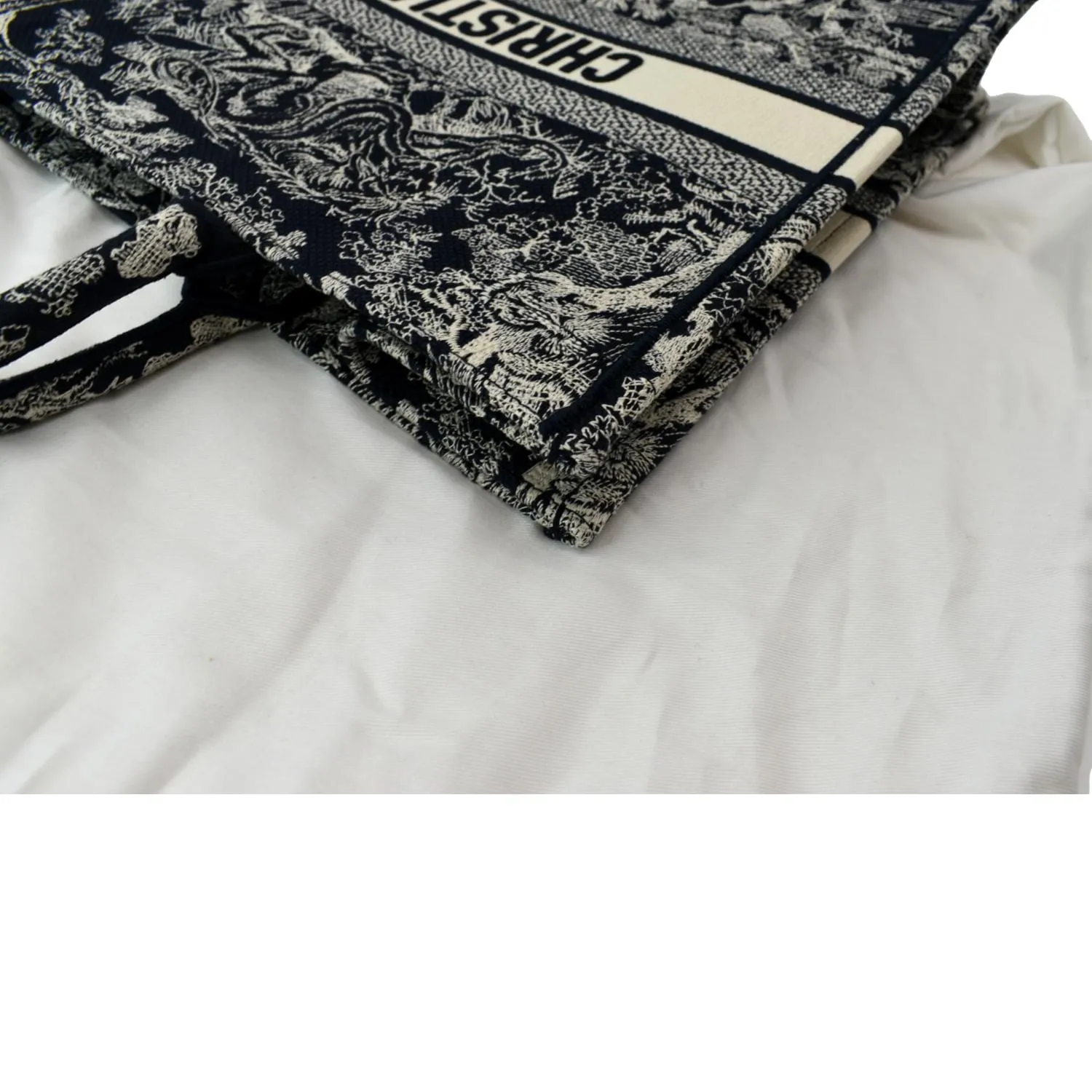CHRISTIAN DIOR Book Medium Toile De Jouy Reverse Embroidery Tote Bag Blue