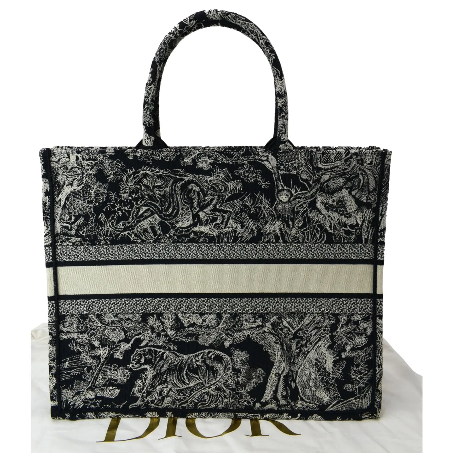 CHRISTIAN DIOR Book Medium Toile De Jouy Reverse Embroidery Tote Bag Blue