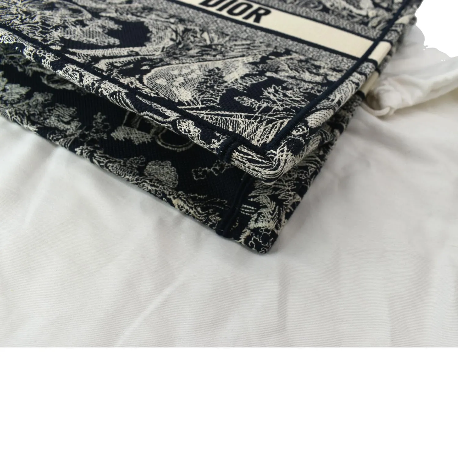 CHRISTIAN DIOR Book Medium Toile De Jouy Reverse Embroidery Tote Bag Blue
