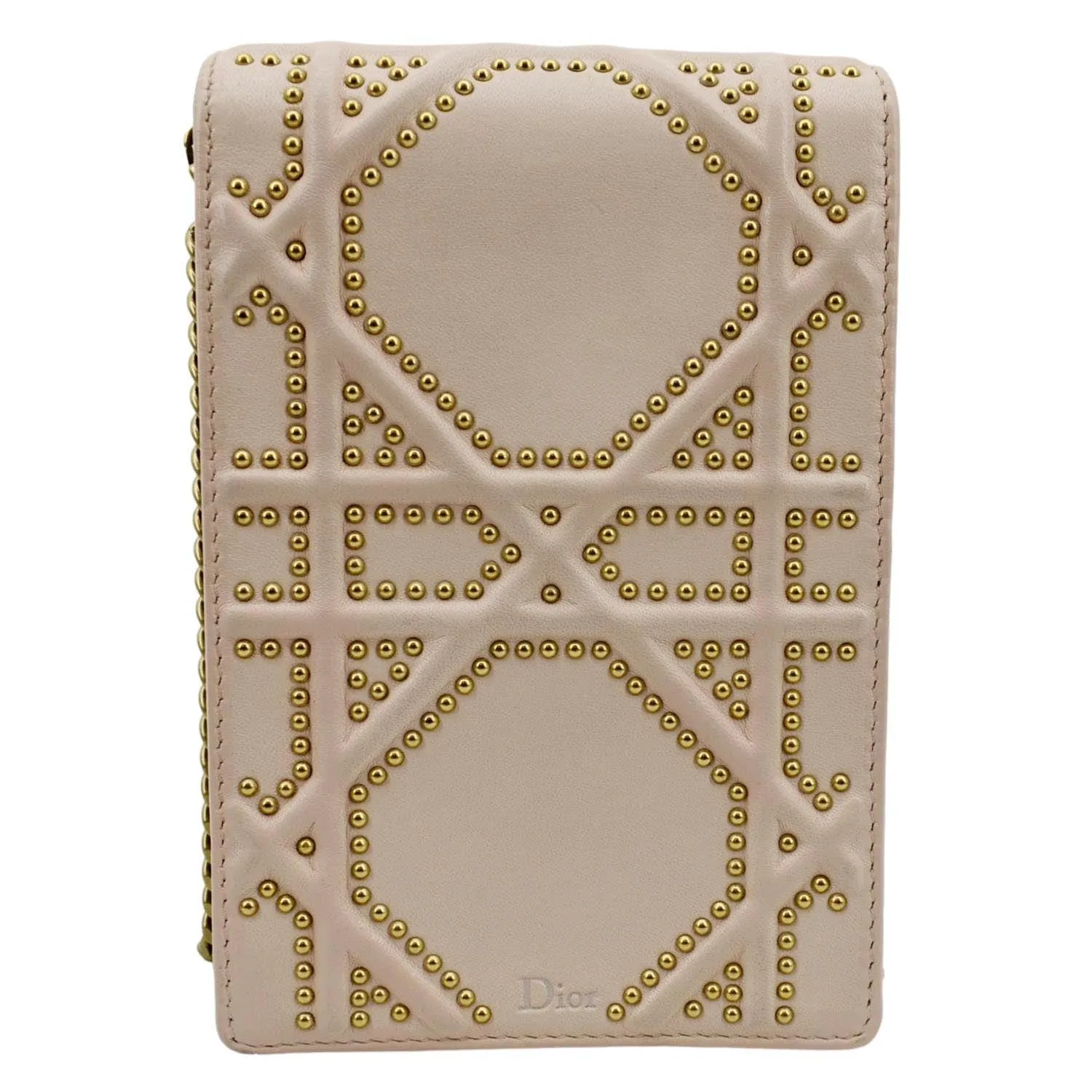 CHRISTIAN DIOR Diorama Vertical Leather Crossbody Clutch Bag Beige