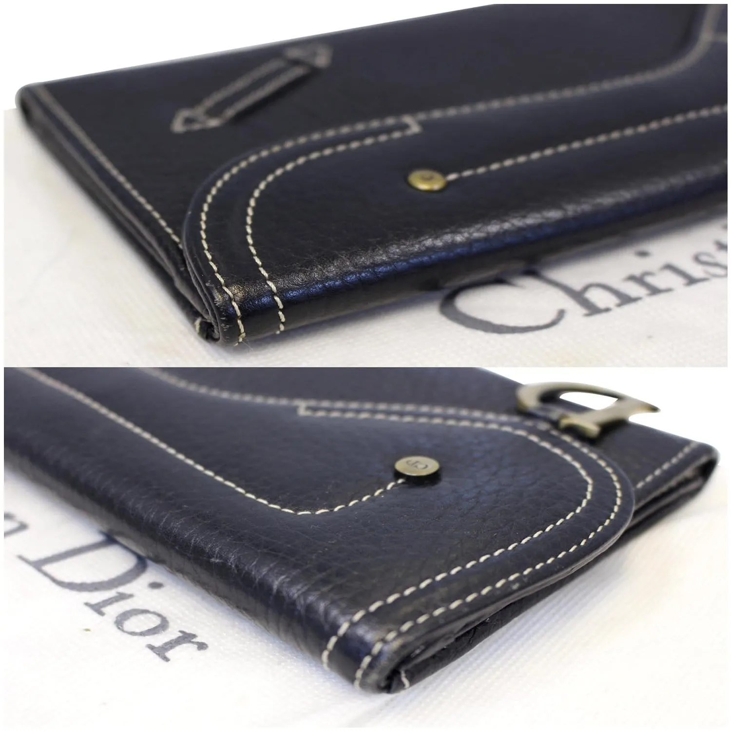 CHRISTIAN DIOR Saddle Leather Wallet Black