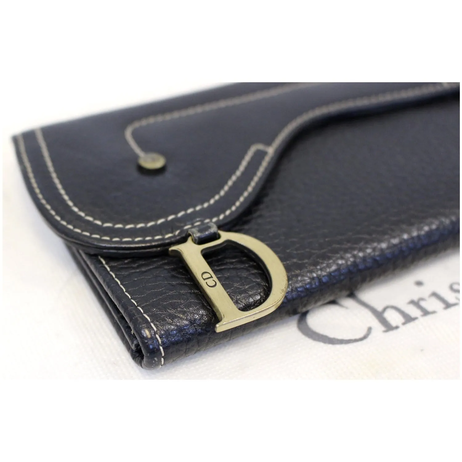 CHRISTIAN DIOR Saddle Leather Wallet Black