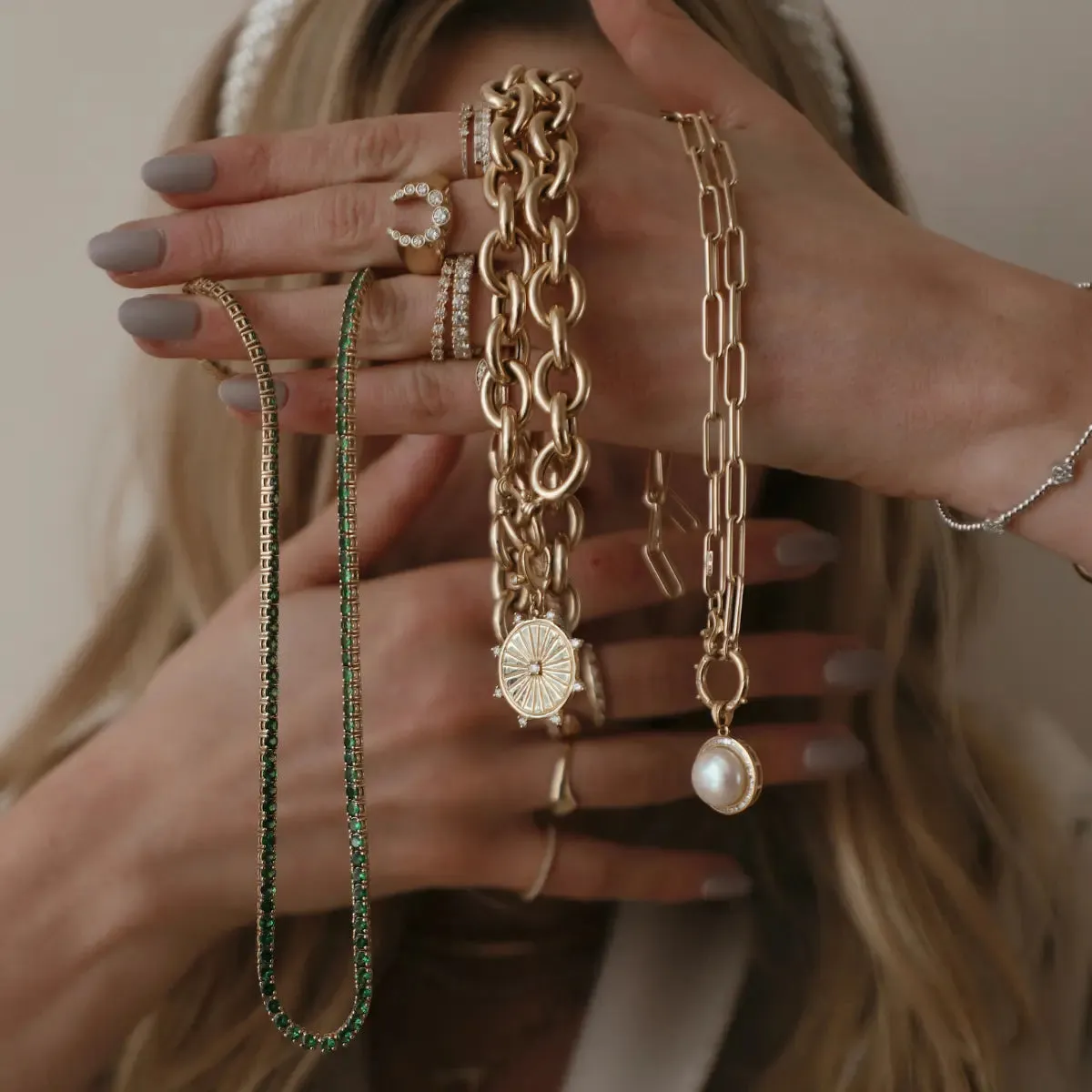 Chunky Round Diamond Pavé Link Necklace