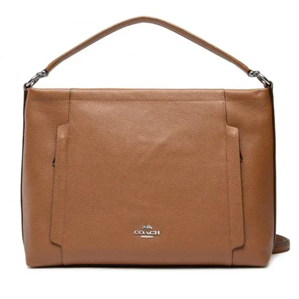 Coach Pebbled Leather Scout Hobo Saddle Soft Zipper Handbag Bag Brown Purse NEW
