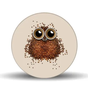 Coffee Owl <br>Glass Table Spinner 17.75"