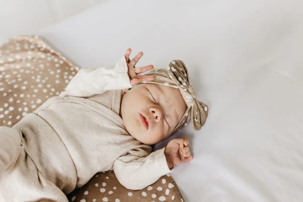 Copper Pearl - Knit Headband Bow - Fawn