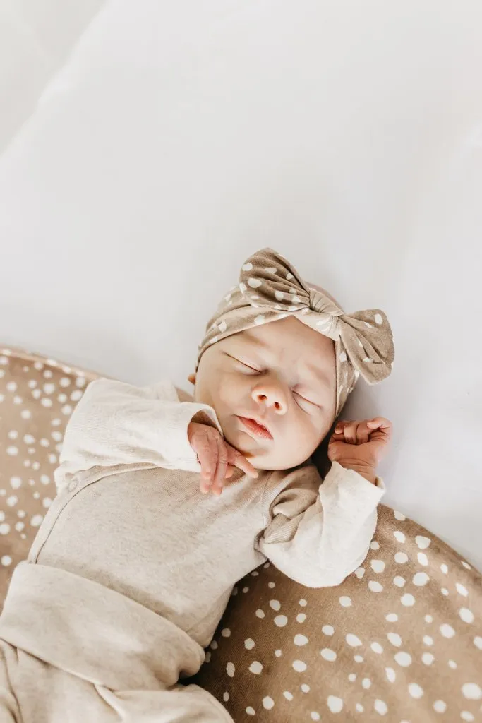 Copper Pearl - Knit Headband Bow - Fawn