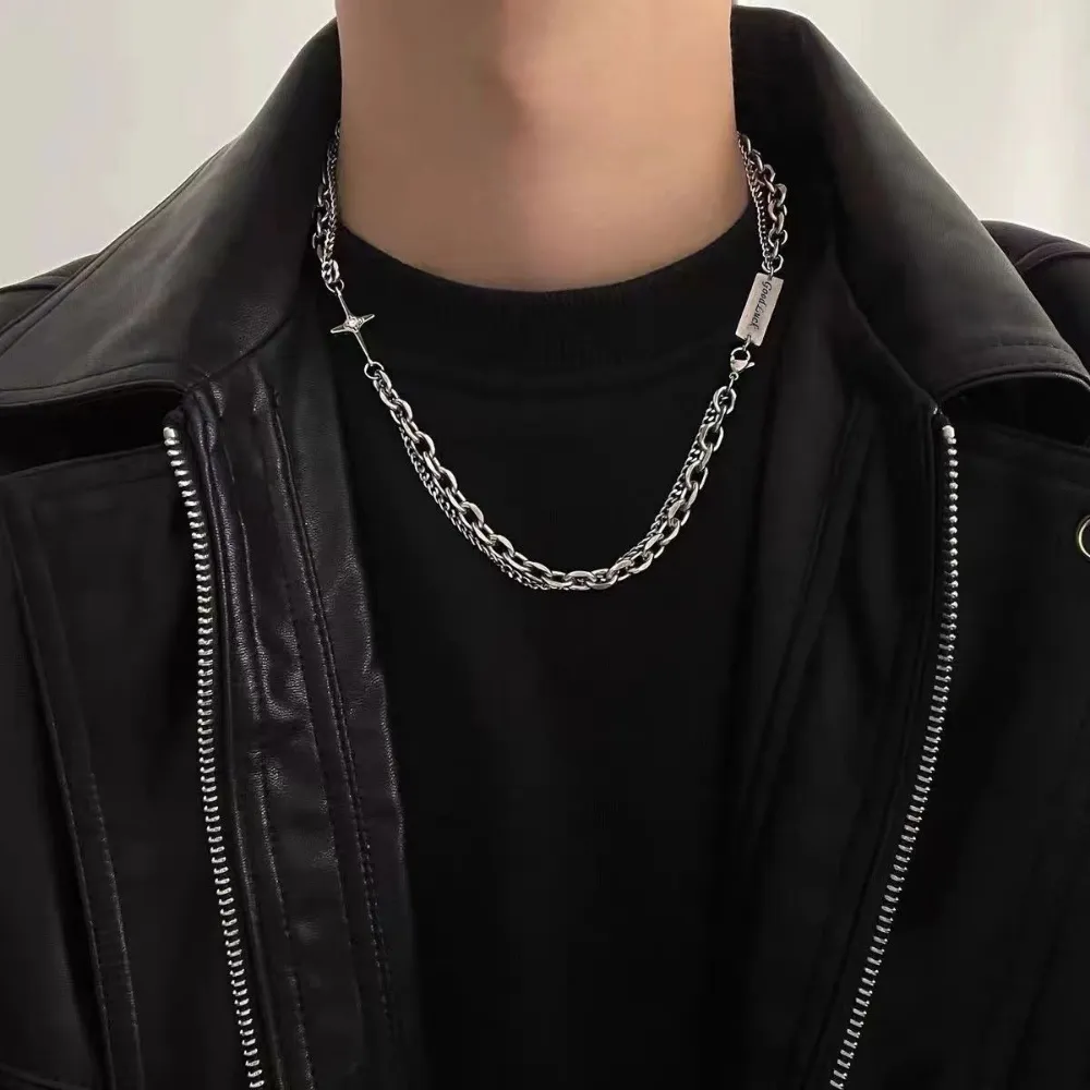 Cross Titanium Steel Double Necklace