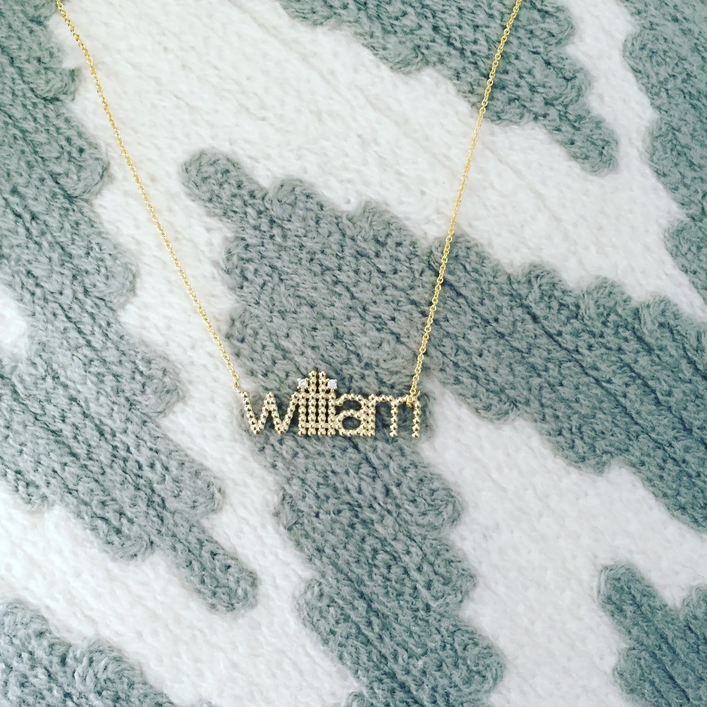 Custom Beaded Name & Diamond Necklace
