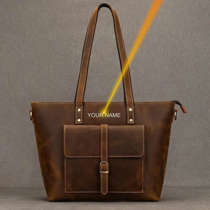 Custom Leather Handbag – Women's Business Totes Travel Bag